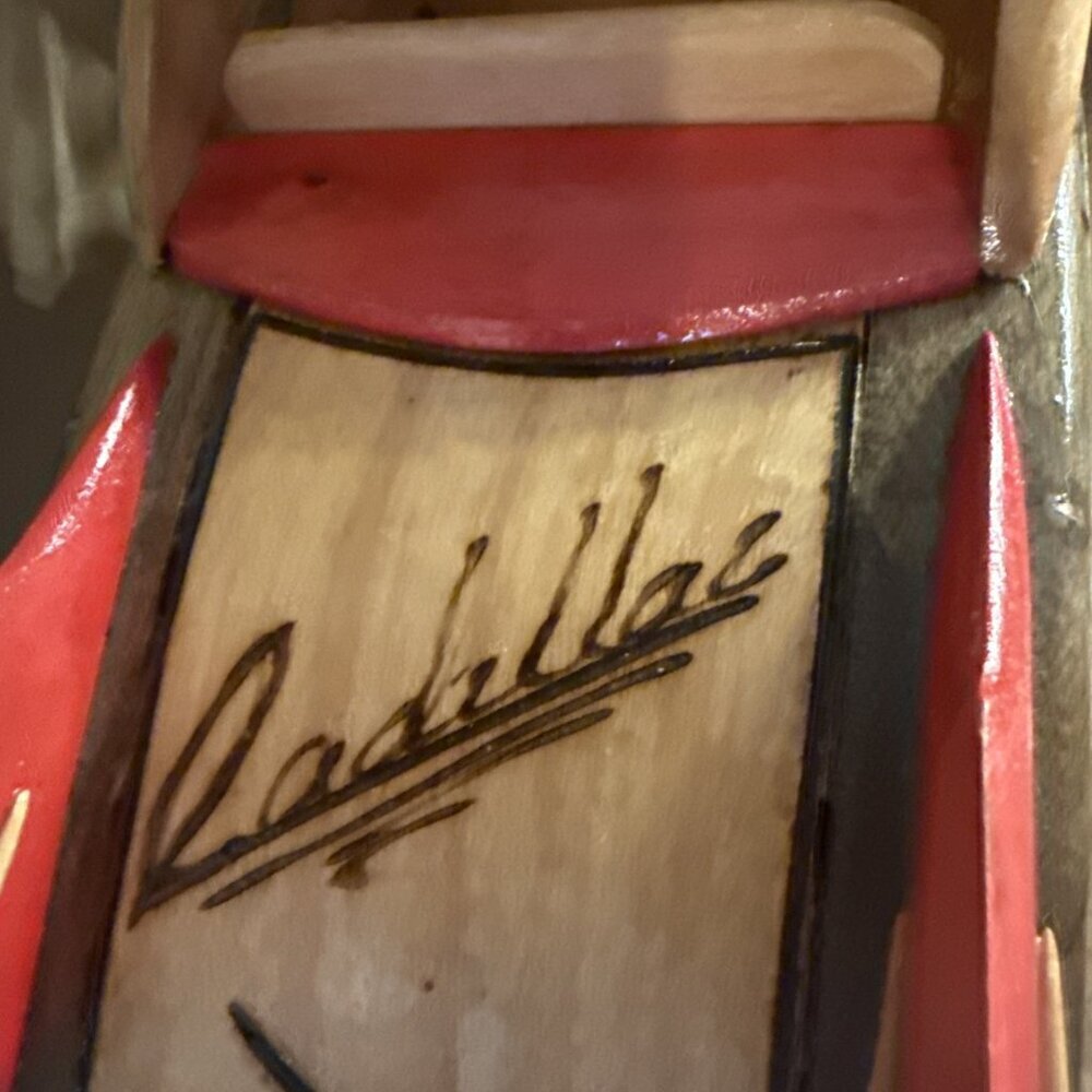 Vintage Wooden Handmade Classic Car Model Cadillac - Picture 8 of 16